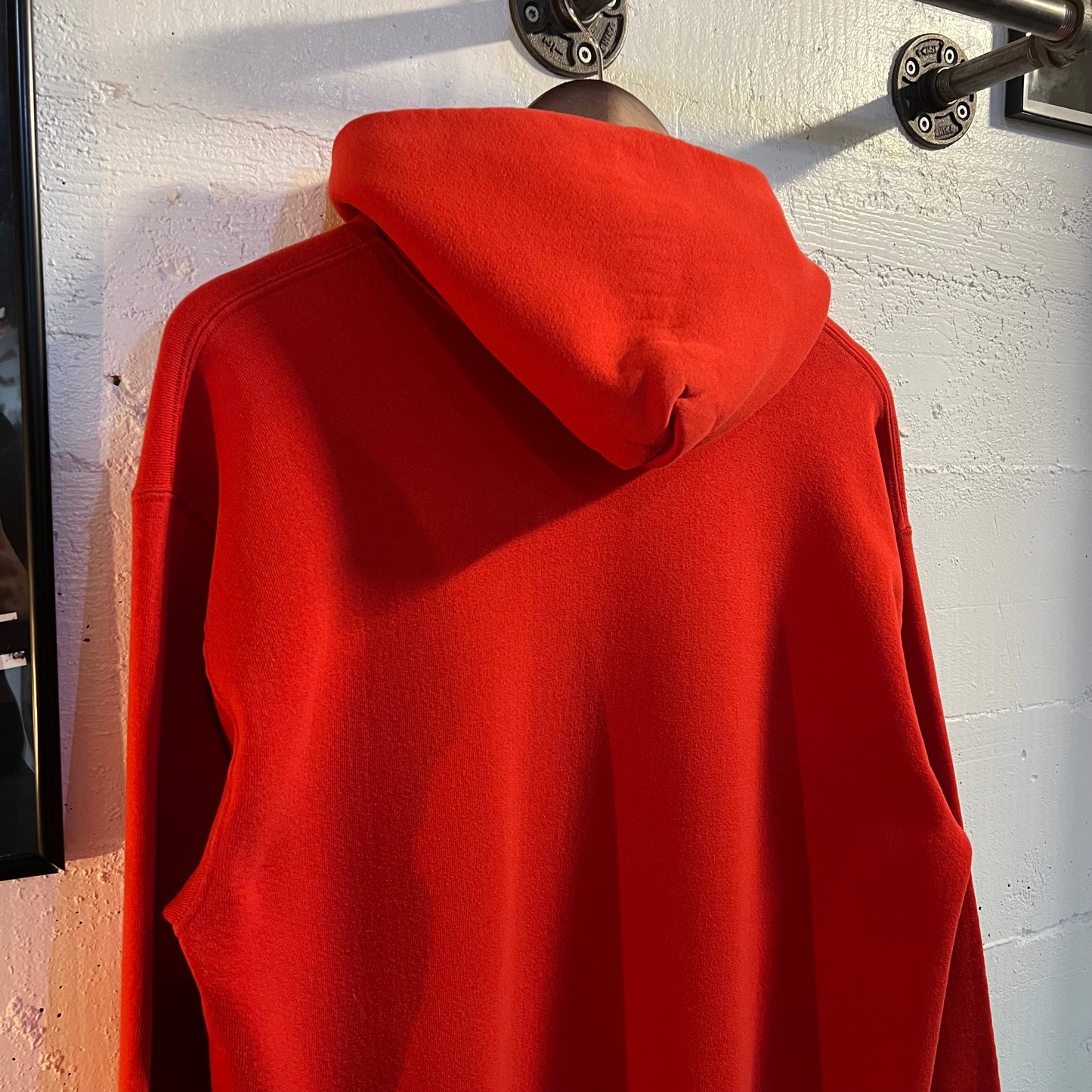 Vintage 1980's Russell Athletic Blank Pullover Hoodie Sweatshirt - Size XL - Made In USA - Red