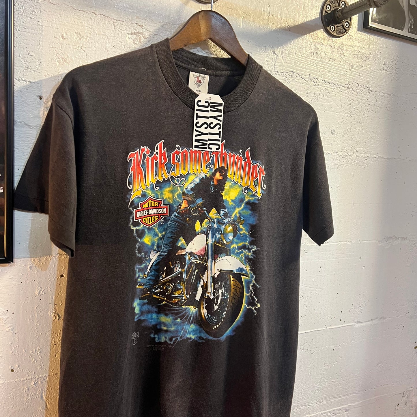 Vintage 1980's Harley Davidson Thunder T-Shirt - Size Large - Made In USA - Single Stitch