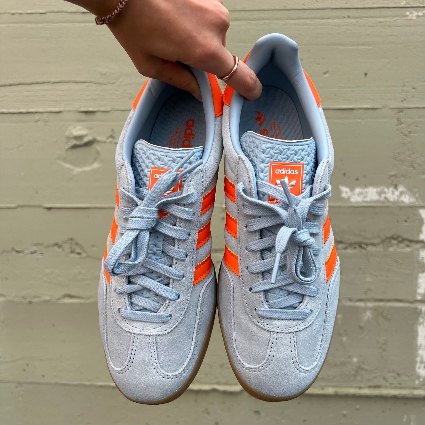 *Pre-Owned* Adidas Gazelle Indoor 'Wonder Blue' Sneakers - Size 9M/10.5W - Wonder-Blue/Orange/Gum - JH5405