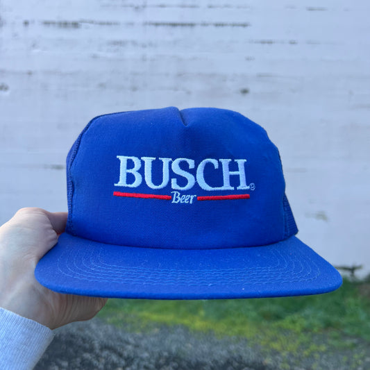 Vintage Busch Beer Mesh Trucker Hat - Blue - OSFA