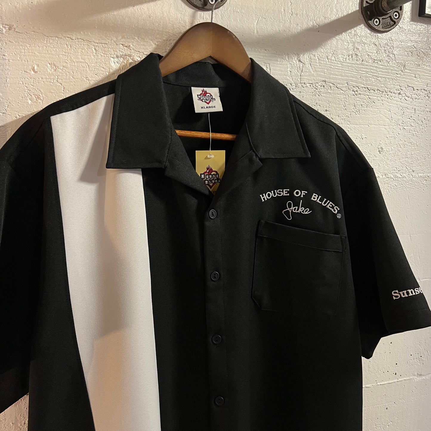 Vintage New Deadstock House of Blues 'The Blues Brothers' Embroidered Bowling Shirt - Size XL - Rayon/Poly Blend