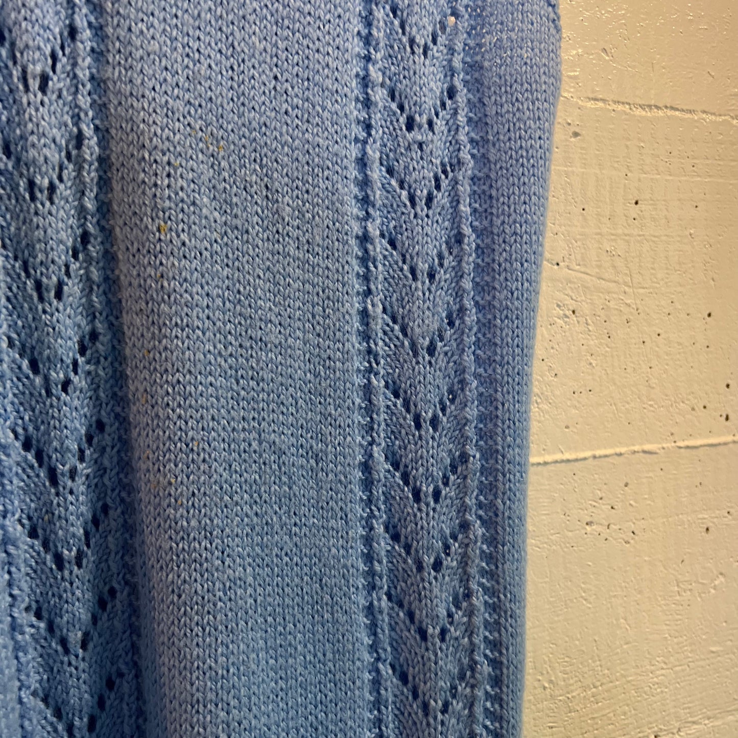 Vintage Knitted Handmade Fancy Sweater Vest - Size Large - Baby Blue