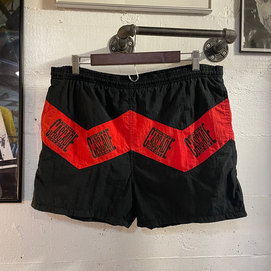 Vintage 90's Cascade Sport 3" Nylon Board/Swim Shorts - Size Medium - Red/Black