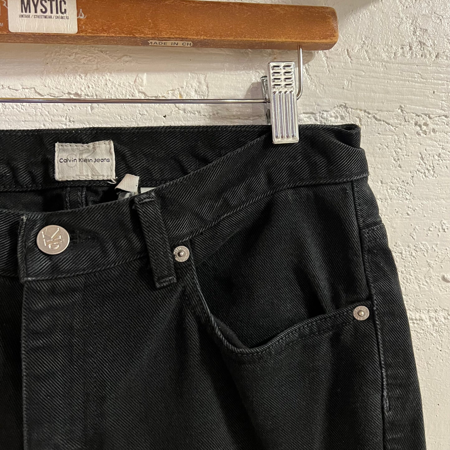 Vintage 90's Calvin Klein Jeans Zipper Fly Bootleg Jeans - Size 6 (29"x30") - Black/Black - 100% Cotton
