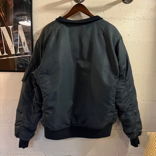 Vintage MA-1 Flight Bomber Jacket - Size Large - Navy/Orange