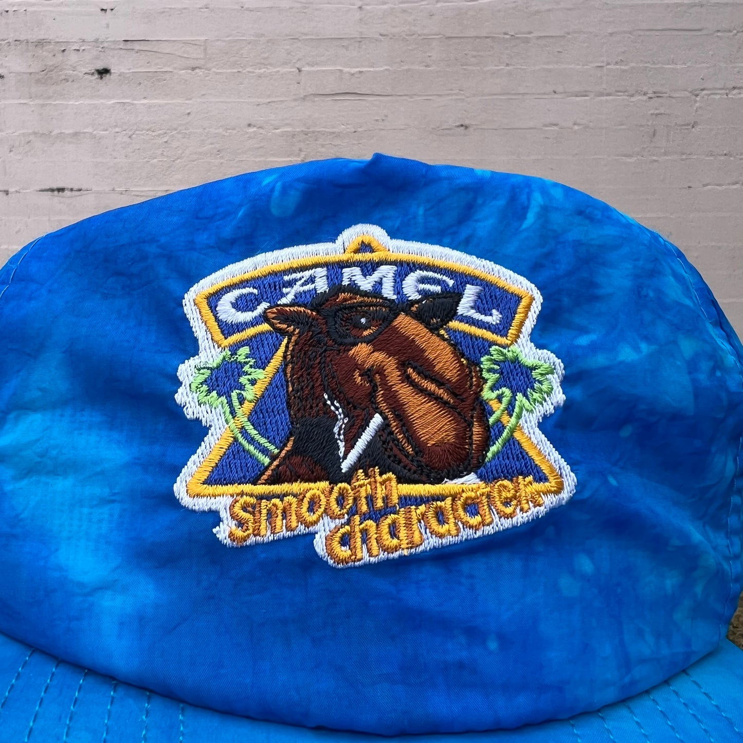 Vintage Camel Cigarette 'Joe Camel' Smooth Character Nylon Snapback Hat - O/S - Blue Tie-Dye