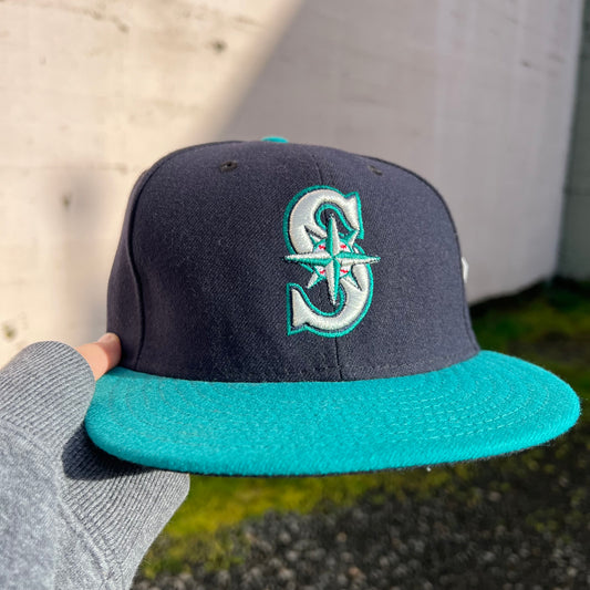 Vintage Seattle Mariners New Era Fitted Hat - Size 7 - Made In USA