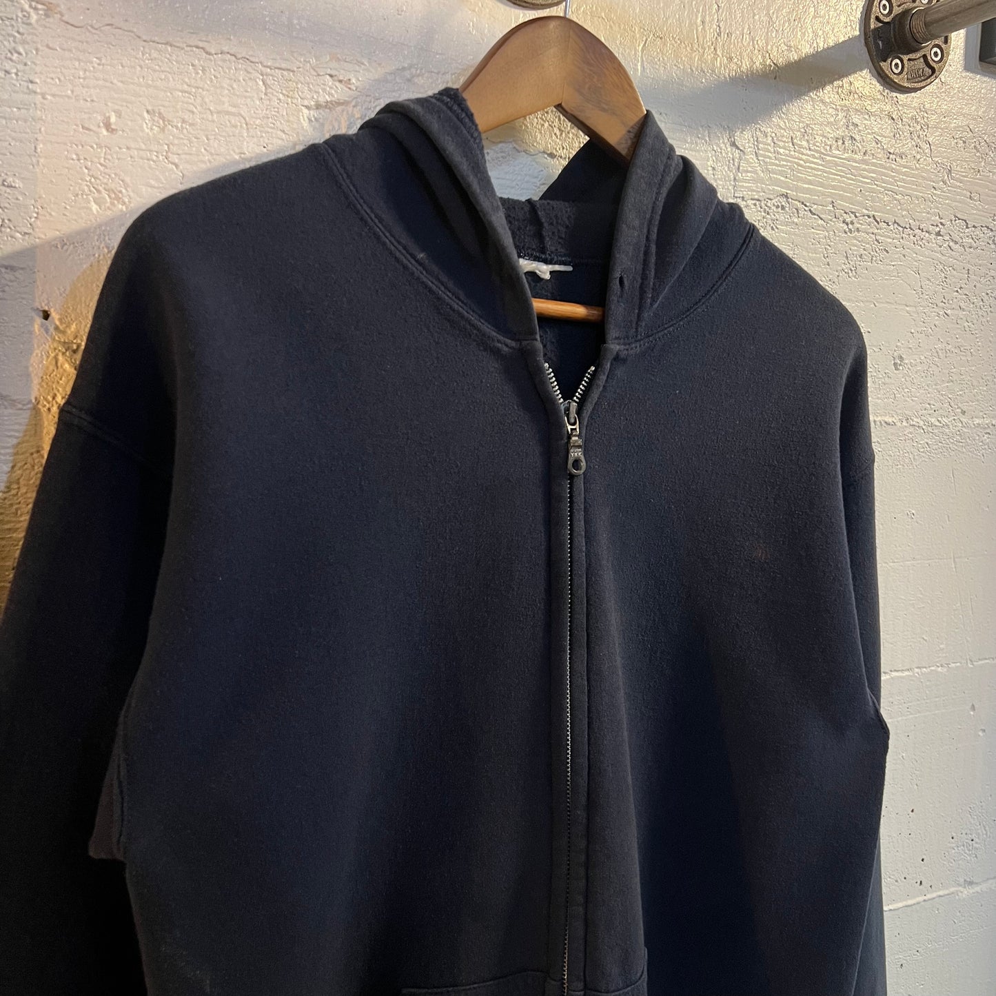 Vintage Blank Zip Up Hoodie Sweatshirt - Size Medium - Navy