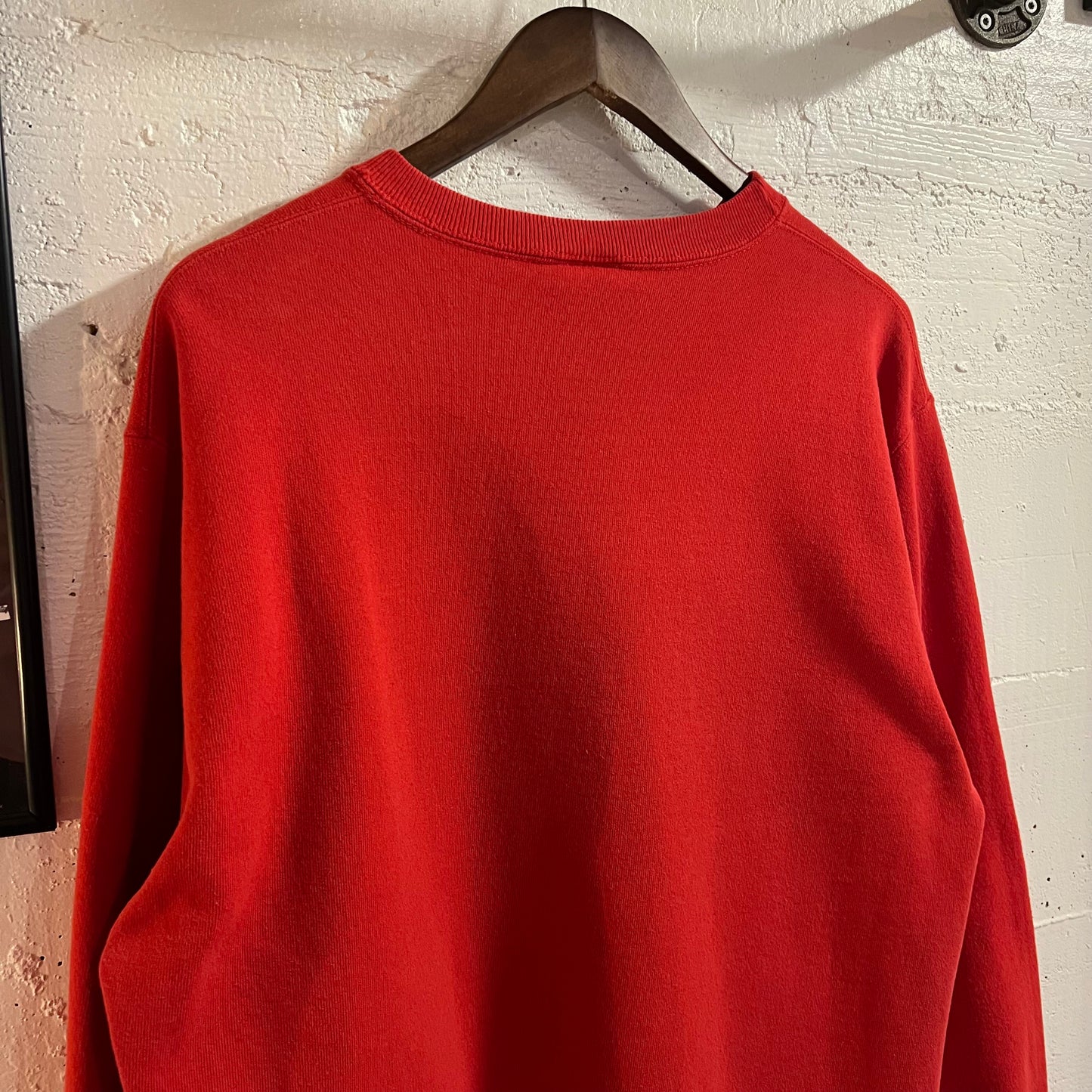 Vintage 80's/90's Champion Classic Script Embroidered Single "V" Crewneck Sweatshirt - Size XL - Made In USA - Red