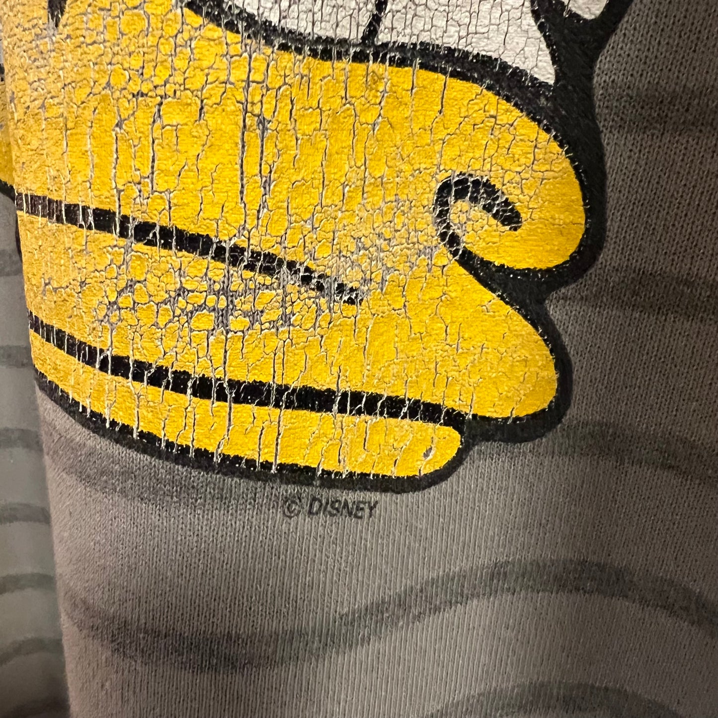 Vintage Distressed Disney Donald Duck Striped Mock Neck Crewneck Sweatshirt - Size XL/XXL - Made In USA - Grey/Multi