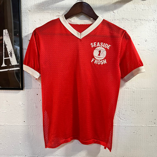 Vintage 70’s/80’s Seaside Frosh Mesh Volleyball Jersey - Size Small - Red/White