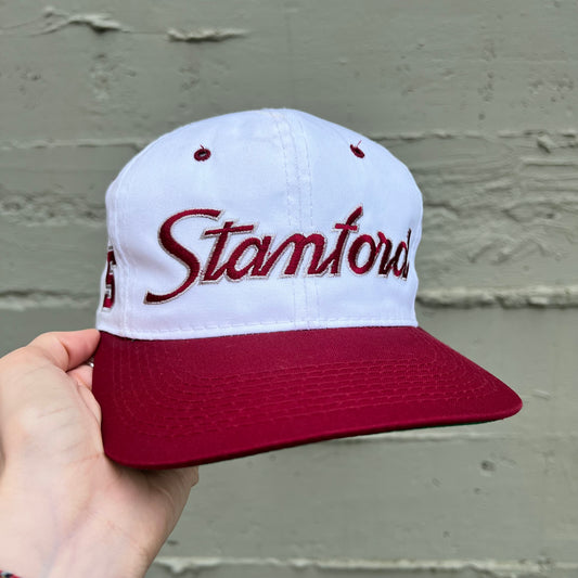 Vintage Deadstock Stanford Cardinal Sports Specialties Script NCAA Snapback Hat - O/S - White/Cardinal