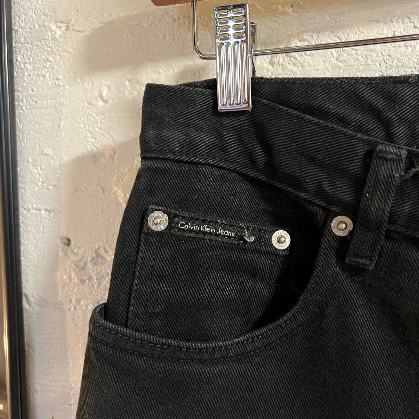 Vintage 90's Calvin Klein Jeans Zipper Fly Bootleg Jeans - Size 6 (29"x30") - Black/Black - 100% Cotton