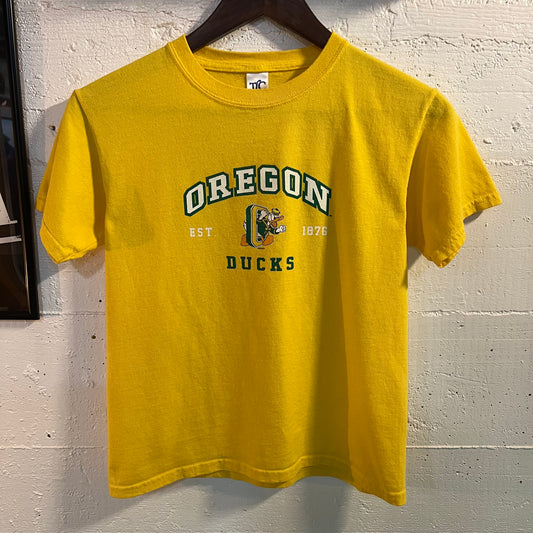 Vintage 2000's University Of Oregon Ducks 'Donald Duck' Baby Tee - Size Youth Small - Yellow/Green