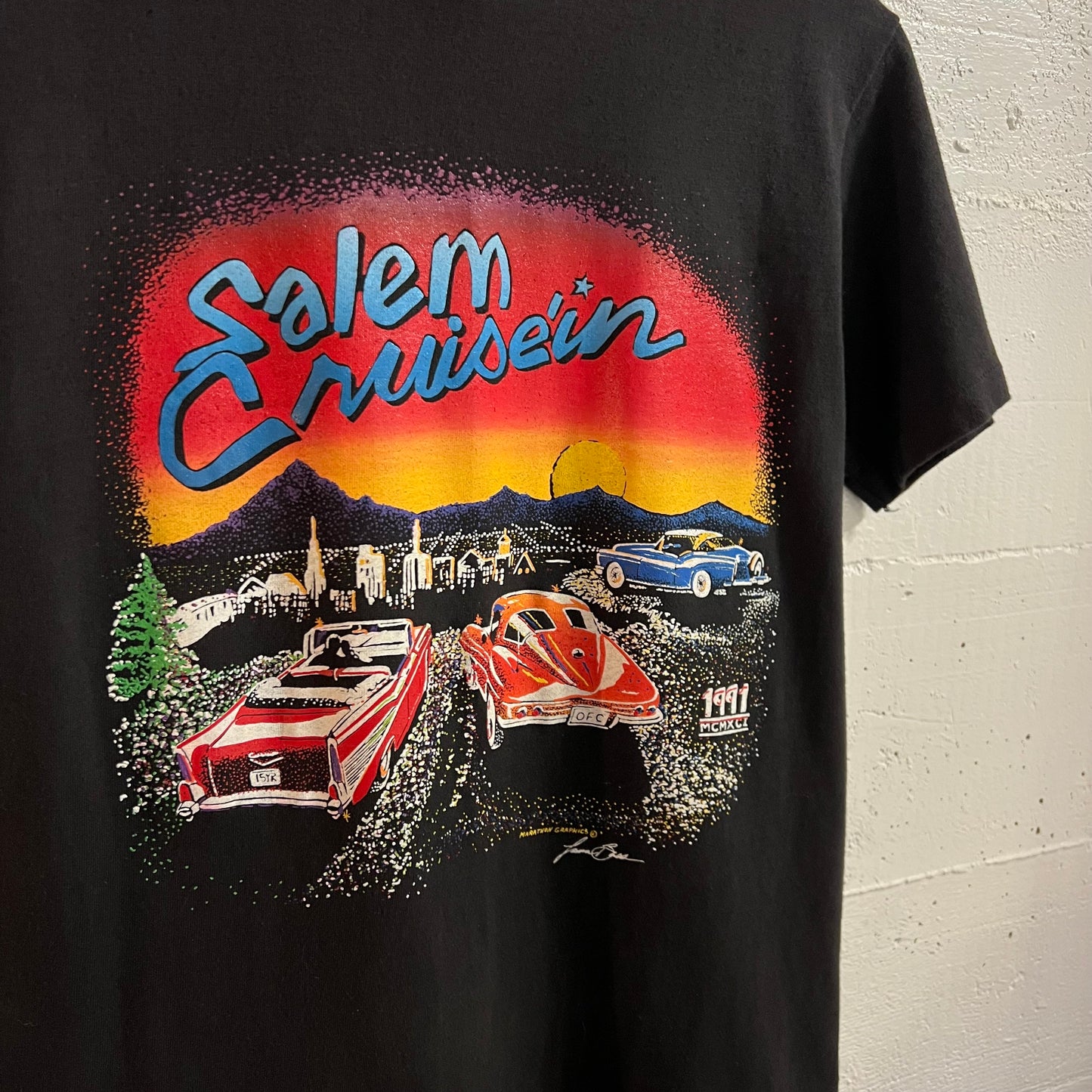 Vintage 1991 Salem Cruise’in Car Single Stitch Baby T-Shirt - Size Small - Made In USA - Black/Multi