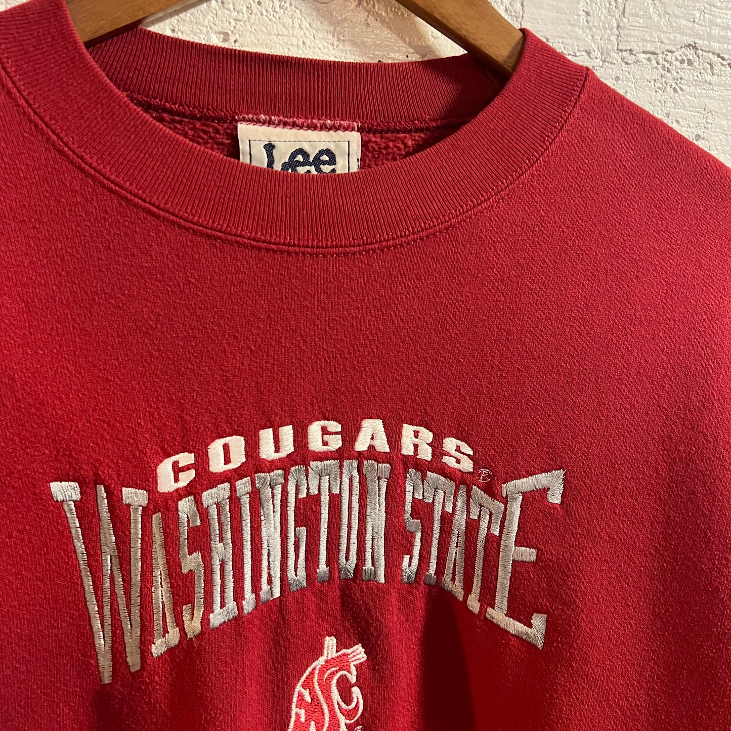 Vintage 90's WSU Cougars Embroidered Crewneck Sweatshirt - Size Large - Made In USA - Nutmeg Mills
