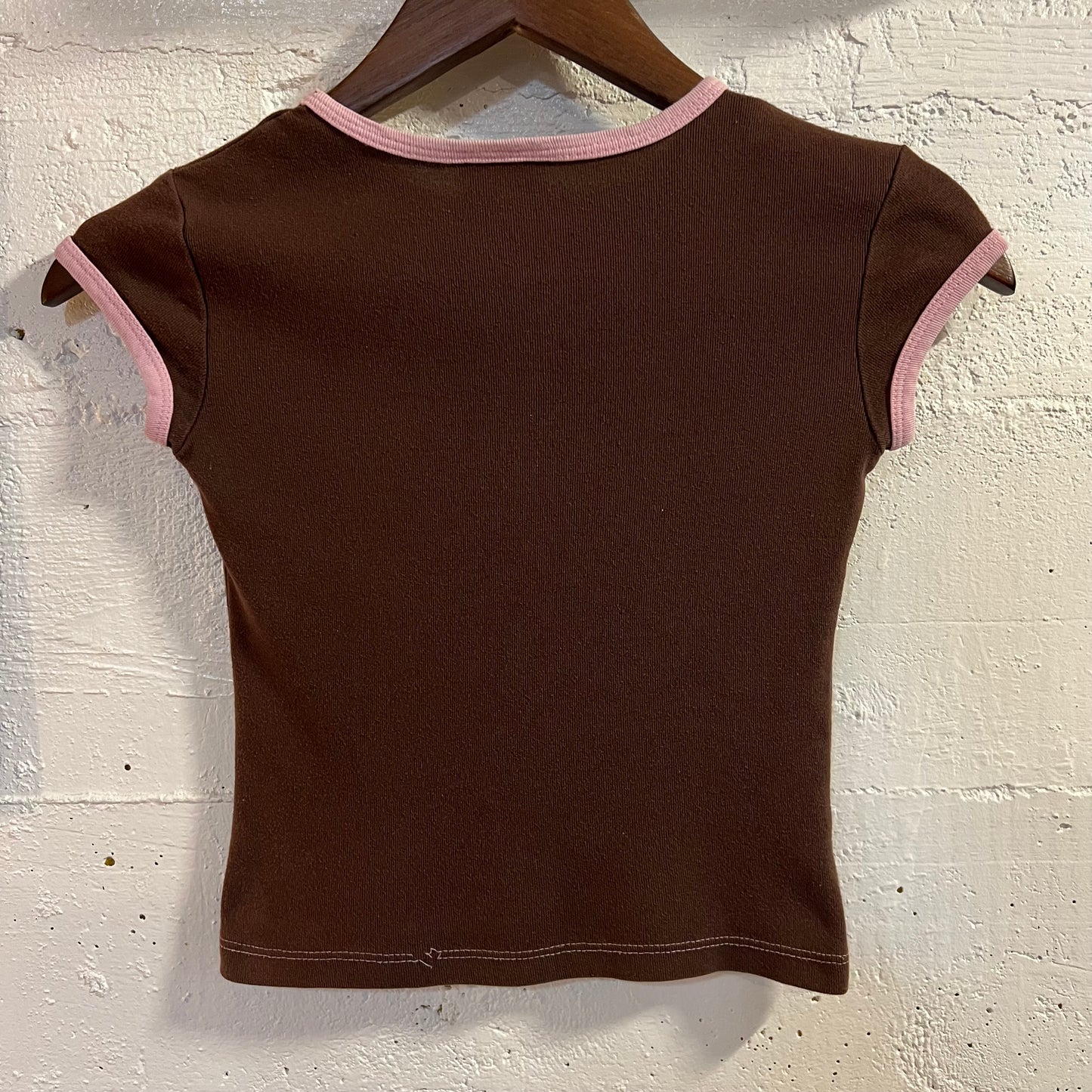 Vintage 2000's Arizona Studded Baby Tee - Size XS - Made In USA - Brown/Pink