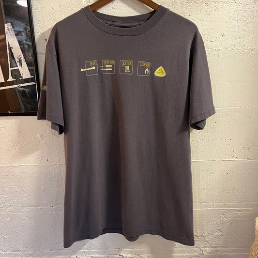 Vintage 90’s Nike ACG Outdoor Elements Graphic T-Shirt - Size Medium - Made In USA - Grey/Yellow