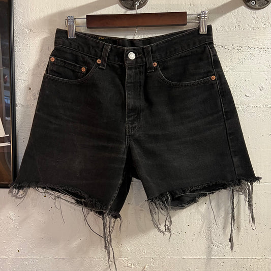 Vintage 00's Levi's 550 Cutoff Denim Shorts - Size 28" x 4.5" - Made In USA - Faded Black