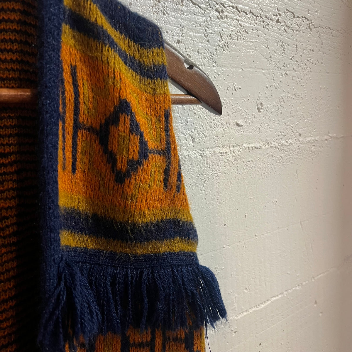 Vintage 70’s Sears Student Southwestern Serape Sweater Vest - Size Youth Large - Made In USA - Orange/Mustard/Navy