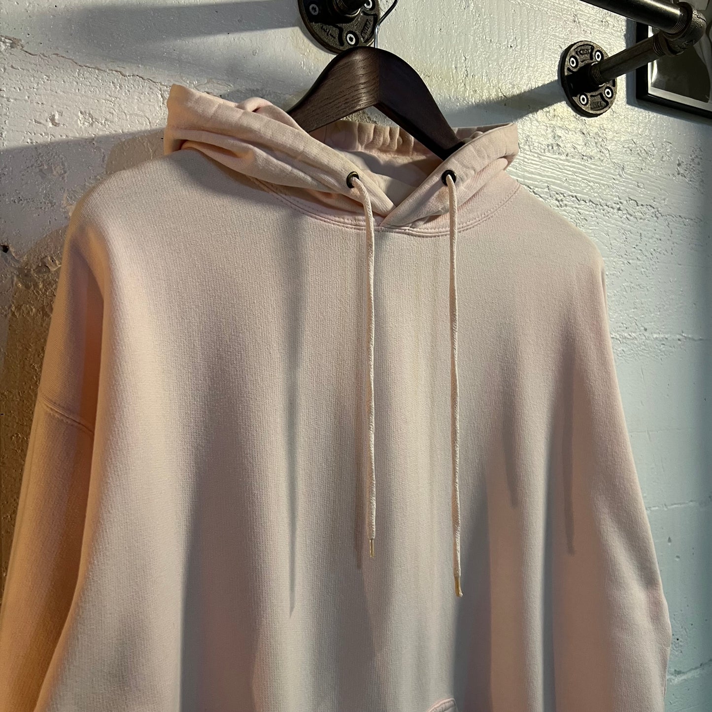 Vintage Faded Distressed Rag Wear Blank Hoodie Sweatshirt - Size Large - Pink