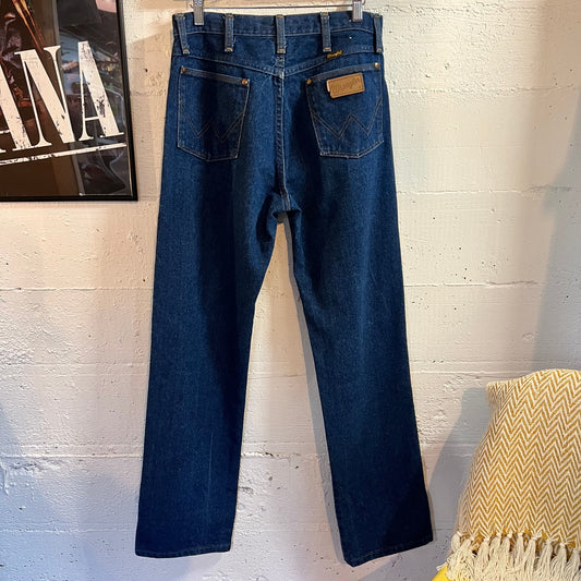True Vintage 1970's Wrangler 13MWZ Cowboy Cut Dark Wash Indigo Denim Jeans - Size 32 (29" x 32") - Made In USA - Ideal Zipper
