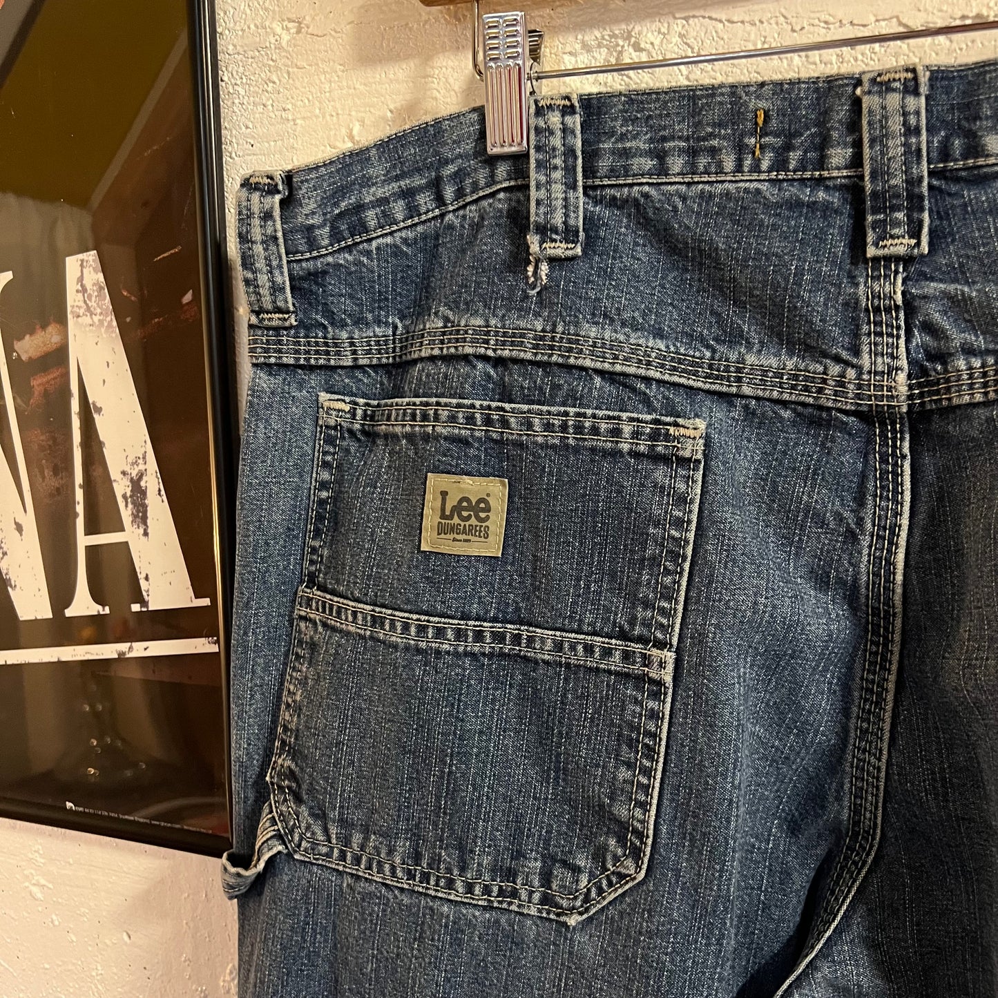 Vintage 2000's Lee Denim Carpenter Baggy Jeans - Size 38" x 31" - Mid Wash Indigo - 100% Cotton
