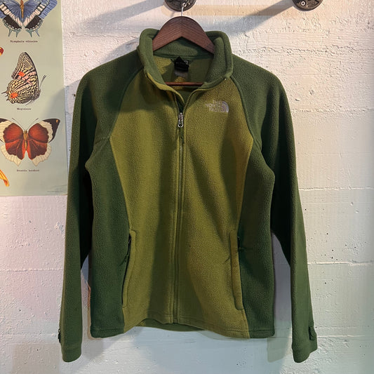 Vintage The North Face Women's2 Tone Fleece Jacket - Size Medium - Green/Light Green