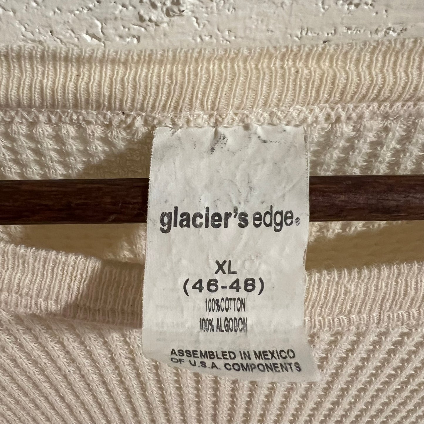 Vintage 90’s Glaciers Edge Waffle Knit Long Sleeve Thermal Shirt - Size XL - Antique White
