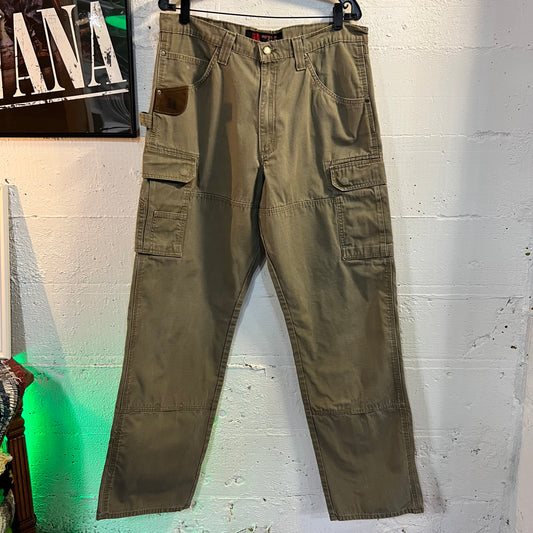 Vintage Y2K Wrangler Riggs Workwear Double Knee Ripstop Carpenter Pants - Size 36 - Olive Drab -