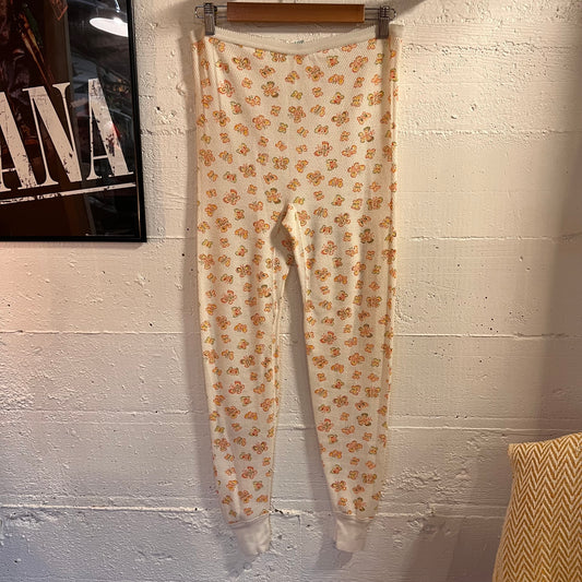 Vintage 70’s Kmart Butterfly Waffle Knit Thermal Long John’s - Size Large (40-42) - Made In USA - White/Multicolor