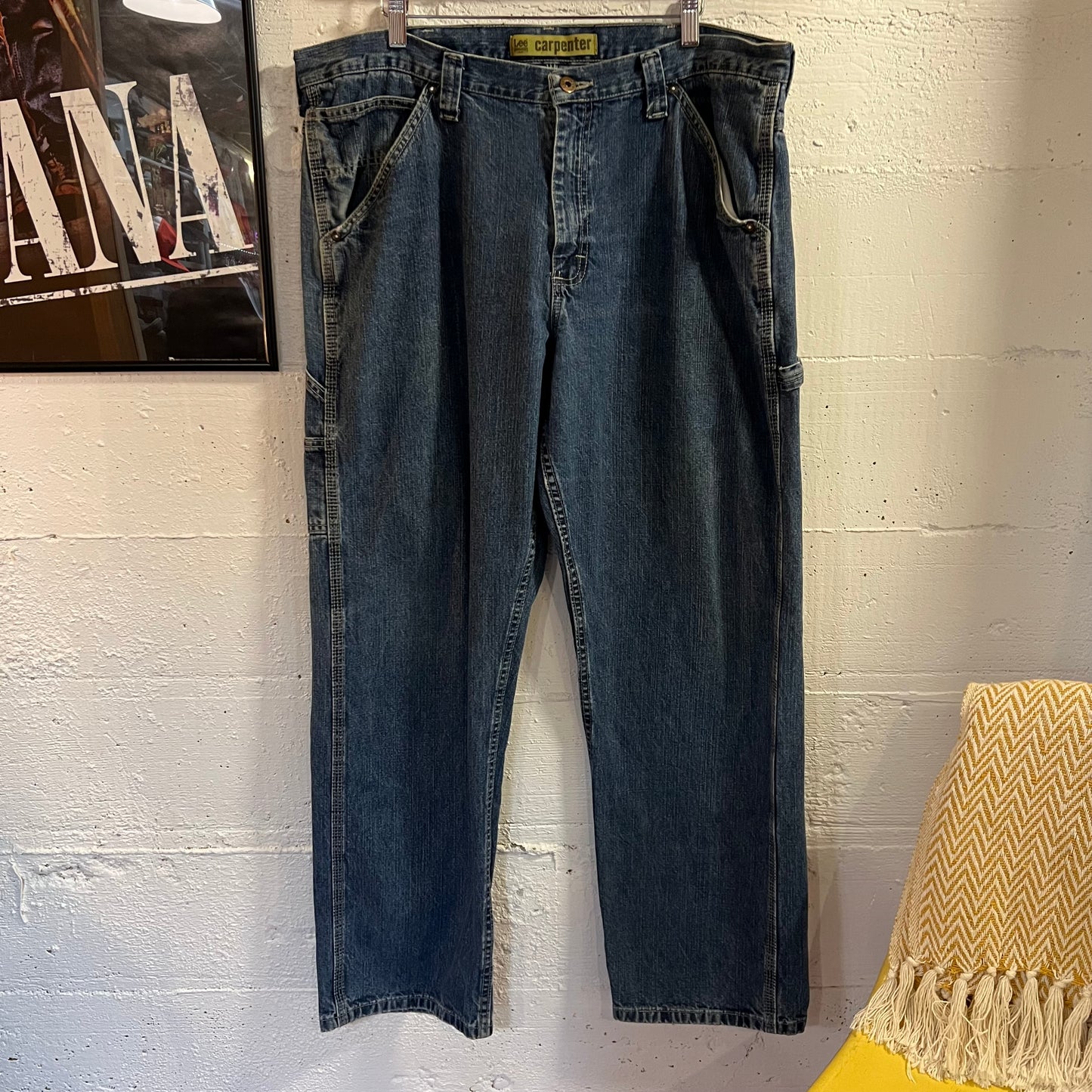 Vintage 2000's Lee Denim Carpenter Baggy Jeans - Size 38" x 31" - Mid Wash Indigo - 100% Cotton