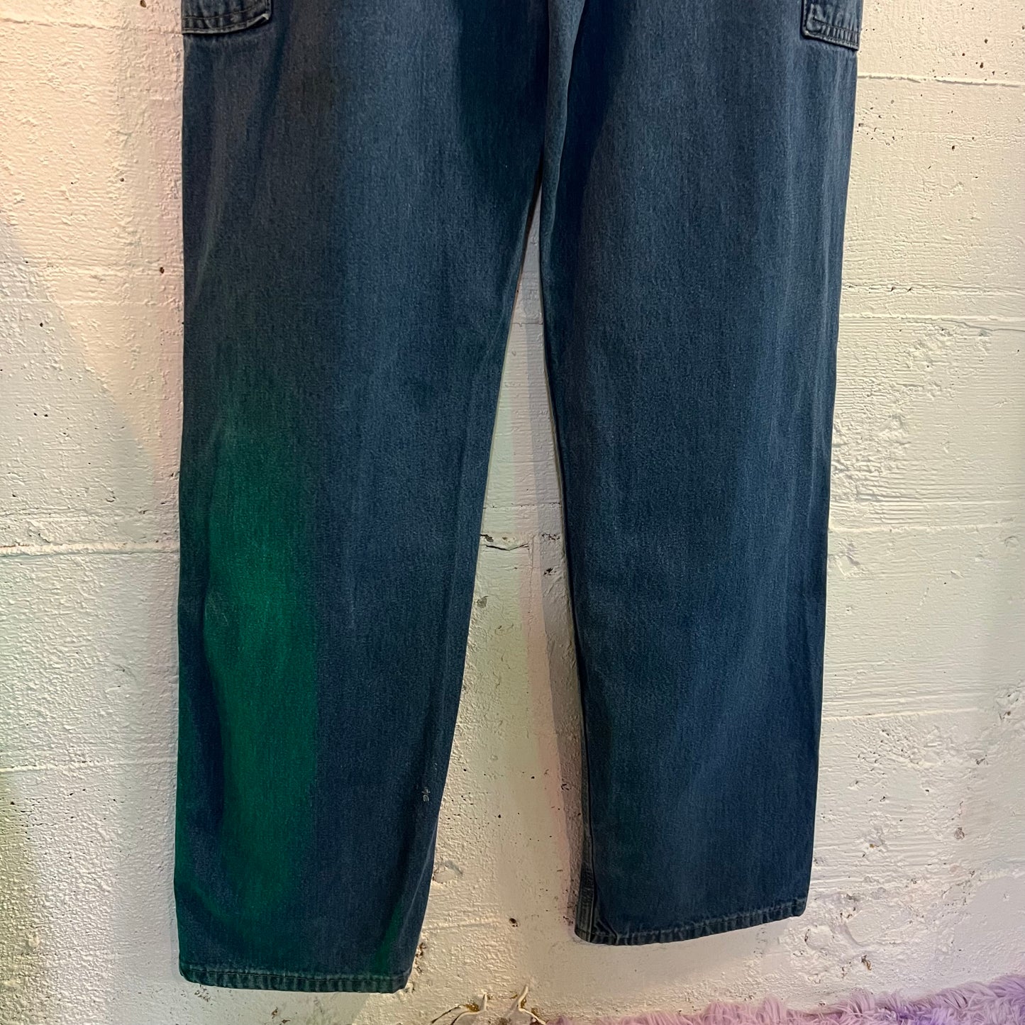 Vintage Denim Carhartt Double Knee Cargo Jeans - Size 34”x36” - B273 DST - Medium Wash