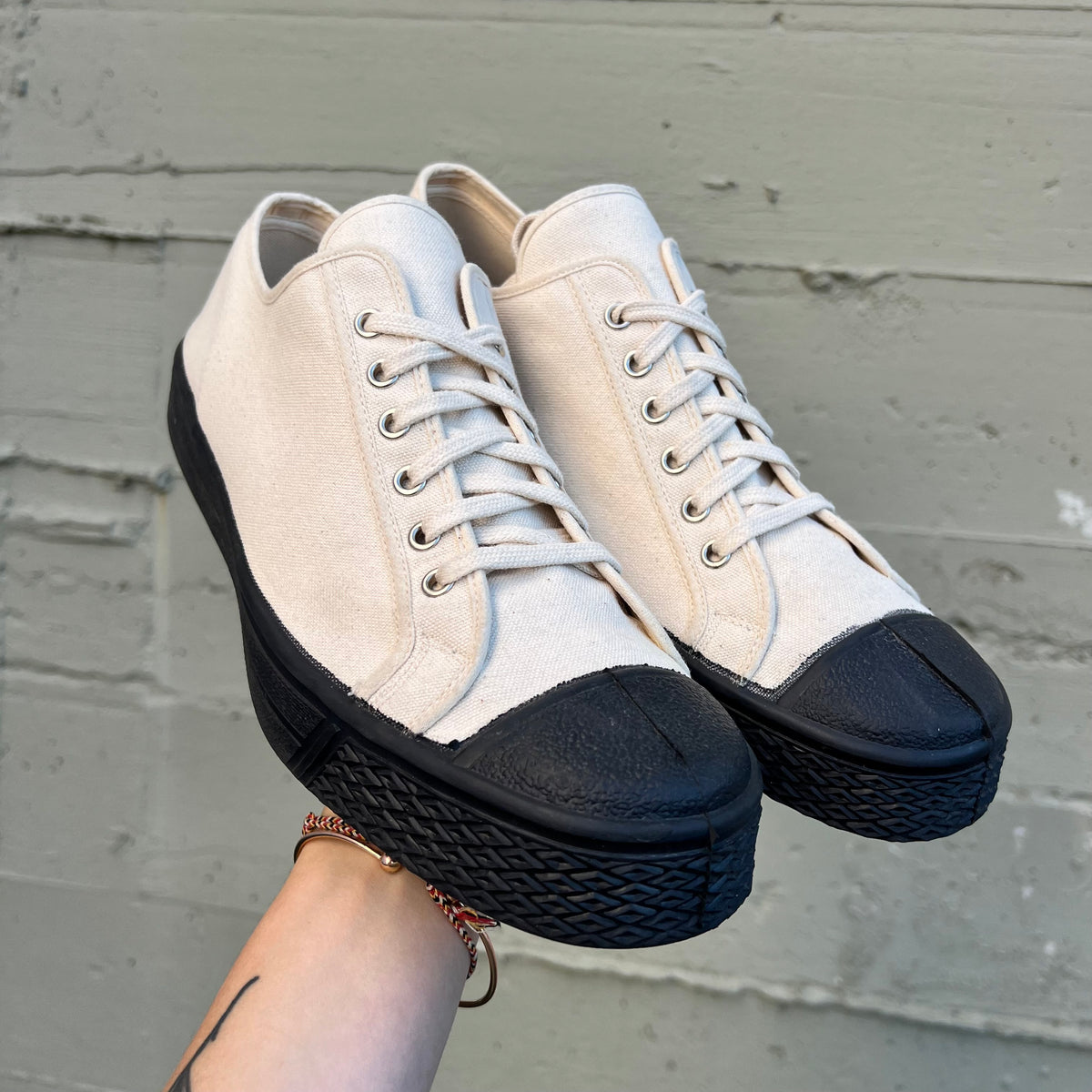 *Pre-Owned* U.S. Rubber Company Military Low Top Shoe - Size 46 (US 12) - Off-White/Black