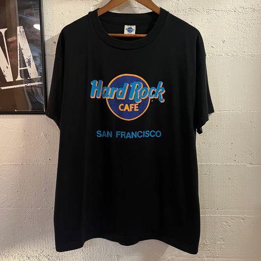 Vintage 90's Hard Rock Cafe San Francisco Single Stitch Classic Logo Graphic T-Shirt - Size XL - Made In USA - Black