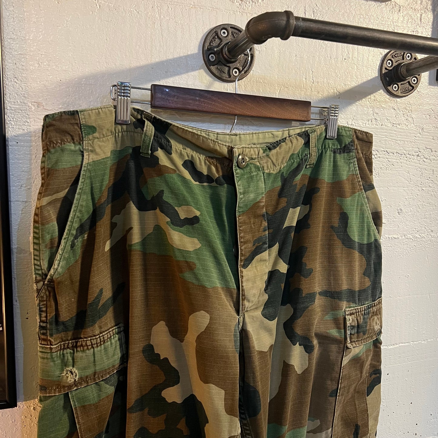 Vintage 80's U.S. Army Woodland Camo Combat Hot Weather Pants - Size Large (35") - Made In USA