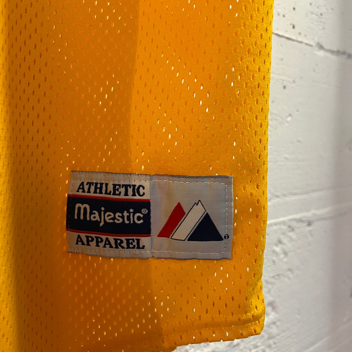 Vintage 90's Majestic Mesh Button 'VB' Baseball Jersey - Size Medium - Made In USA - Yellow
