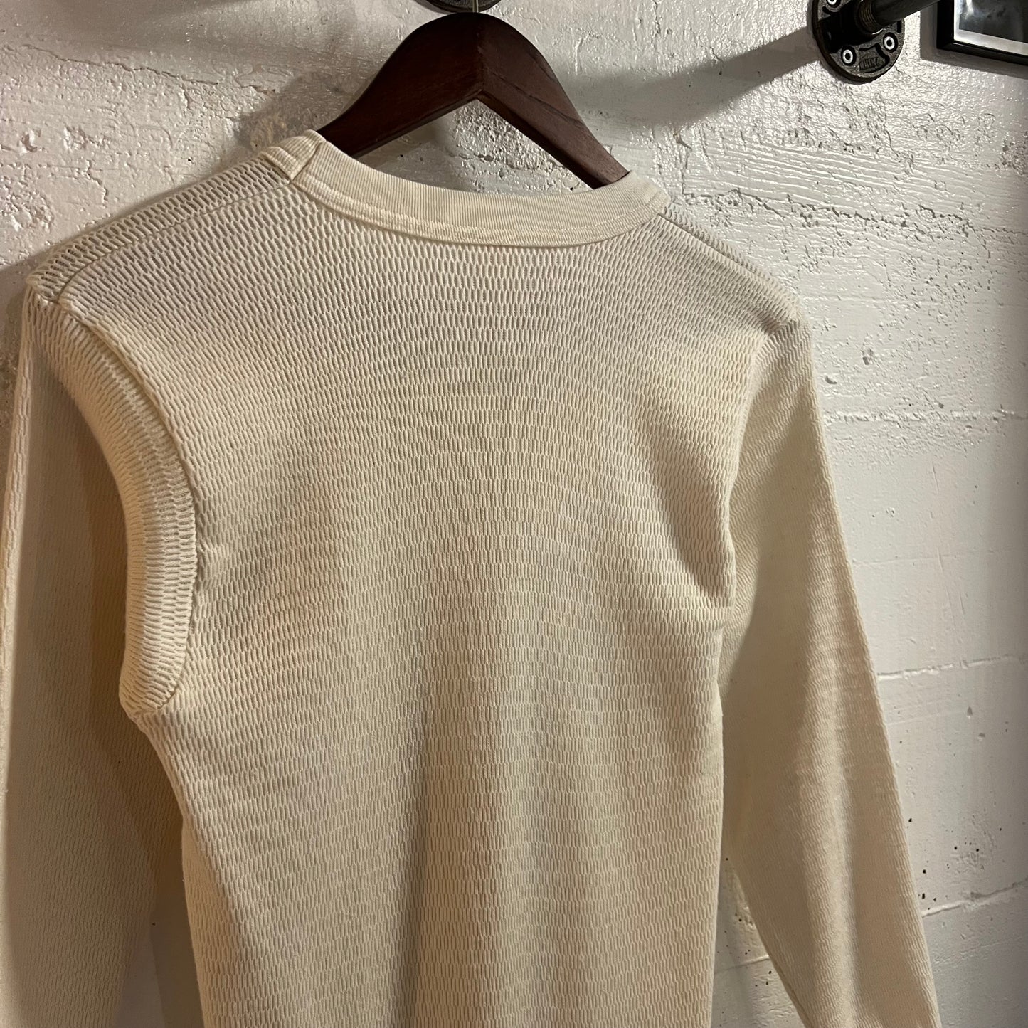 Vintage 80’s Warm Front Honeycomb Knitted Thermal Long Sleeve Shirt - Size XL - Made In USA - Antique White