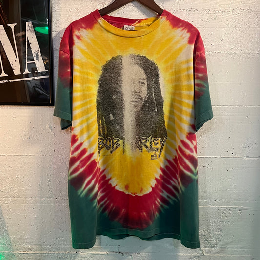 Vintage 90's Bob Marley Tuff Gong Single Stitch Tie Dye Rap T-Shirt - Size XL - Made In USA - Red/Green/Yellow-