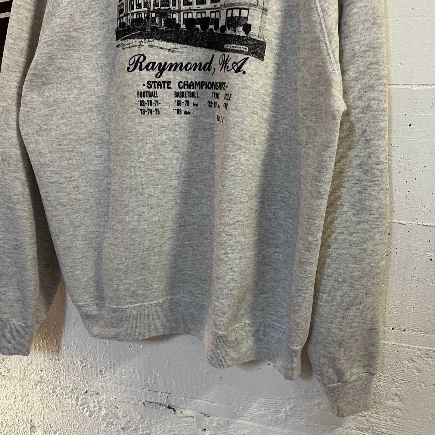 Vintage 90's Raymond Washington State Champs Raglan Sleeve Crewneck Sweatshirt - Size Large - Ash Heather Grey