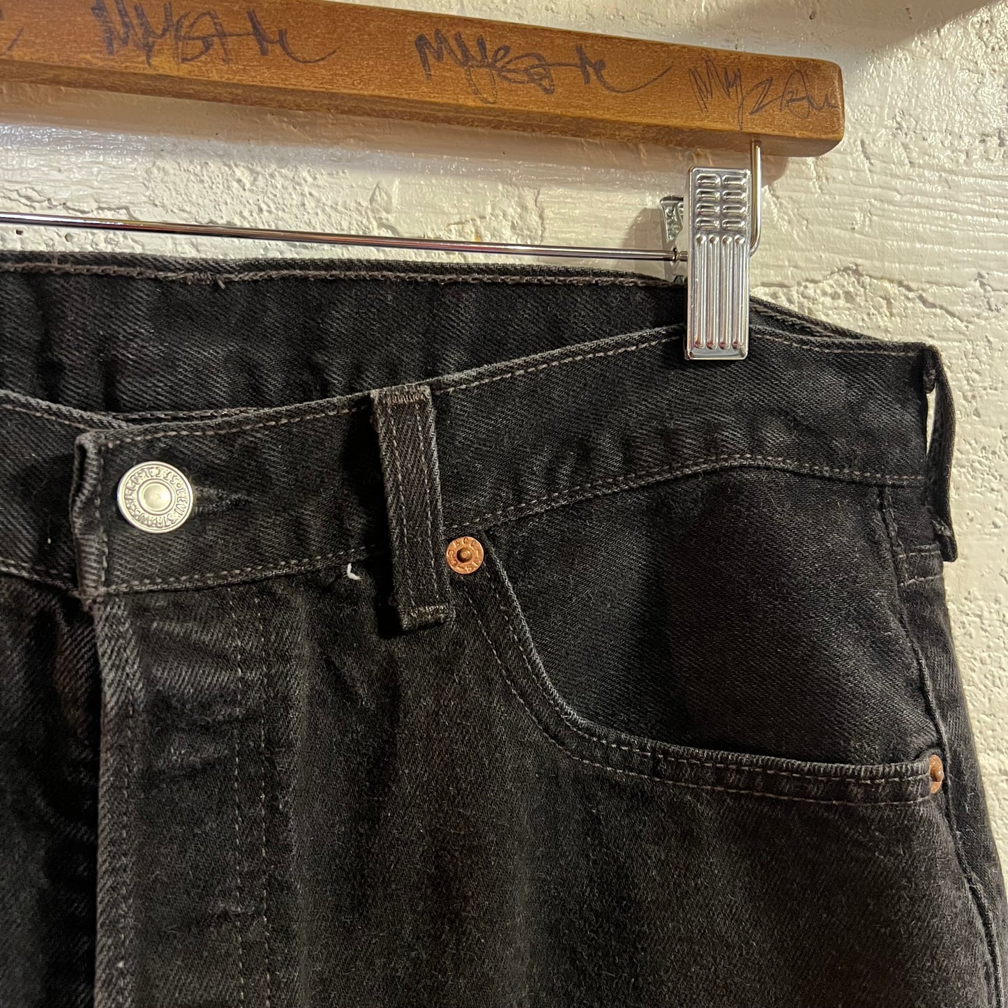 Vintage 90's Levi's 501 Overdyed Black Denim Jeans - Size 33" x 33.5" - Made In USA - Black