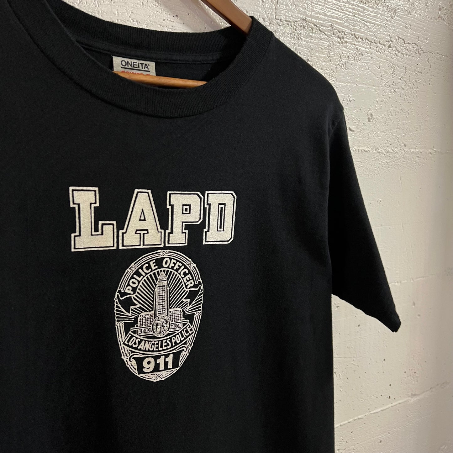 Vintage 90’s LAPD Los Angeles Police Single Stitch T-Shirt - Size Large - Made In USA - Black/White
