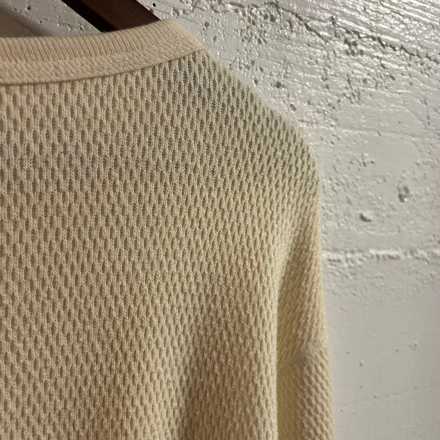 Vintage 1980s St. Johns Bay JCPenney Waffle Knit Long Sleeve  Cotton Thermal Shirt - Size XL - Made In USA - Off-White/Cream