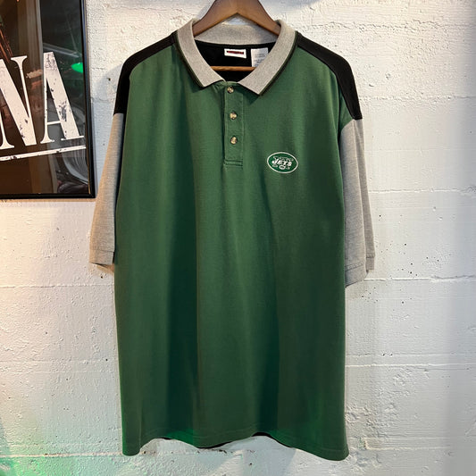 Vintage 90's New York Jets Color Blocked Embroidered Polo Shirt - Size XL - Green/Gray/Black