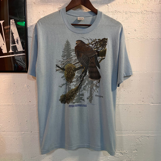 Vintage 1980's Bird's Of Prey Oregon Single Stitch T-Shirt - Size XL - Made In USA - Light Blue