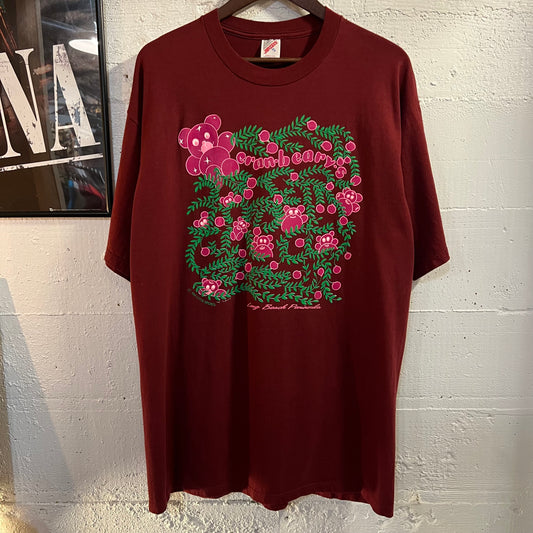 Vintage 1991 Long Beach Peninsula ‘Cranbeary’s’  Puff Print Graphic T-Shirt - Size XL - Made In USA - Maroon/Green/Pink