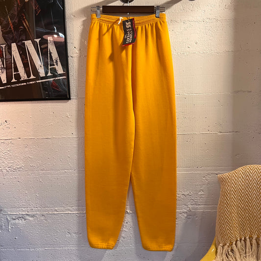 Vintage 90’s Dead-Stock Lee Sturdy Sweats Heavyweight Fleece Lined Sweatpants - Size Small - Made In USA - Yellow