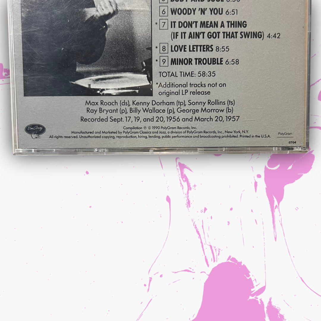 Vintage 1990 Max Roach 'Max Roach + 4' CD