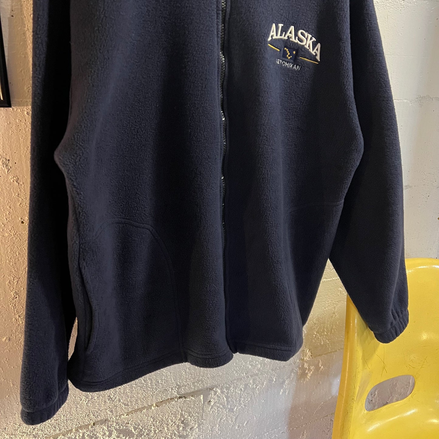 Vintage Embroidered Ketchikan, Alaska Zip Up Hoodie Fleece - Size Large - Made In USA - Navy