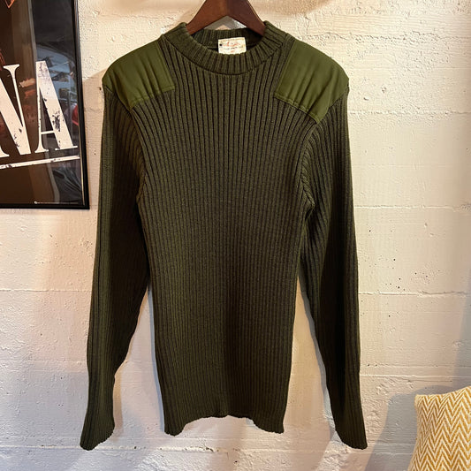 Vintage 70’s Brigade Quartermasters United States Marine Corps ‘Woolly Pully’ Heavy Knit Sweater - Size Large (44) - Made In The UK - Army Green